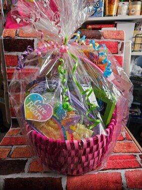 Care Bears Pink Basket w Goodies